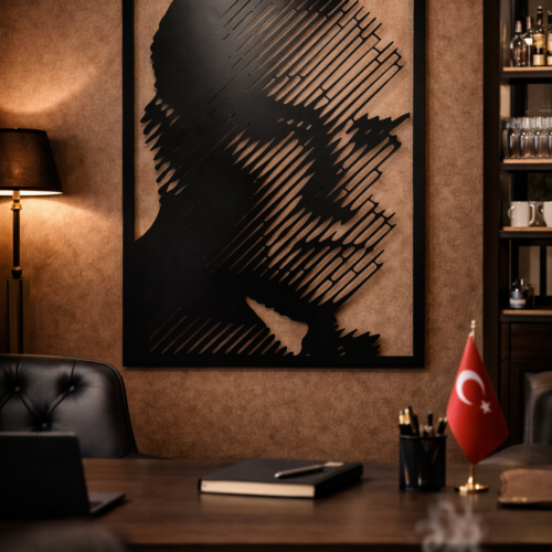 Atatürk Silüeti Metal Duvar Tablosu